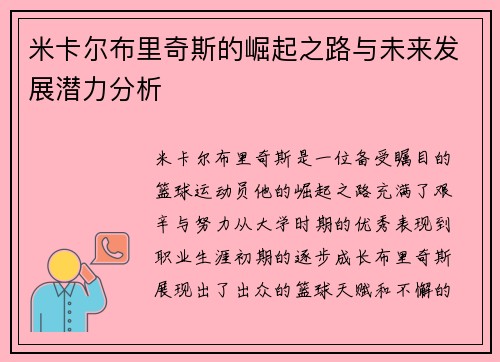 米卡尔布里奇斯的崛起之路与未来发展潜力分析